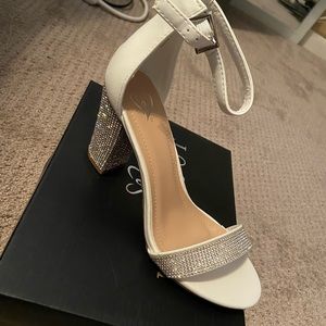 White rhinestone heels